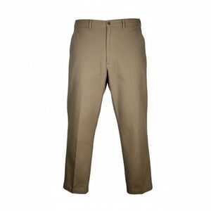 Vintage J Press Pants Mens 40x33 Tan Flat Front Wool Cuffed Trousers Made in USA